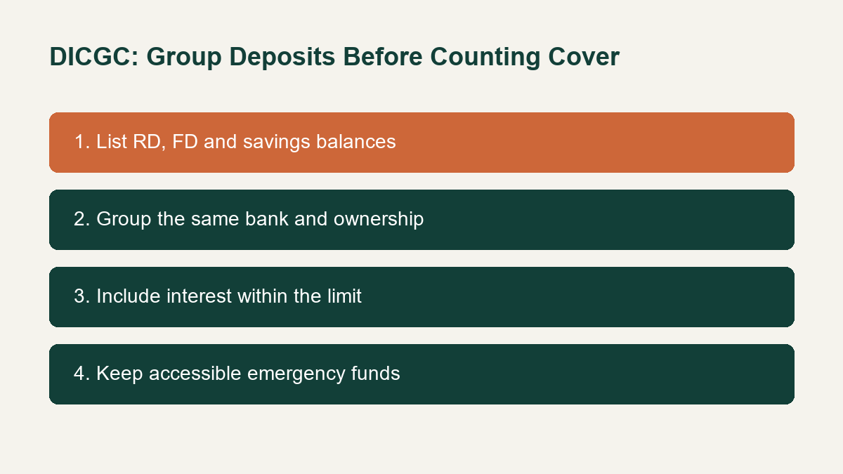 DICGC Cover for RD, FD and Savings: One Bank Does Not Mean Three Limits decision checklist Animated decision map.