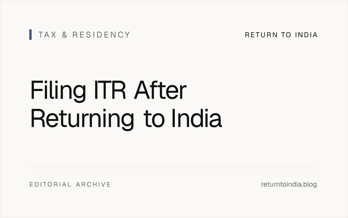 Flat tax filing sequence visual for returning NRI moving from NRI to resident, RNOR, or ROR status.