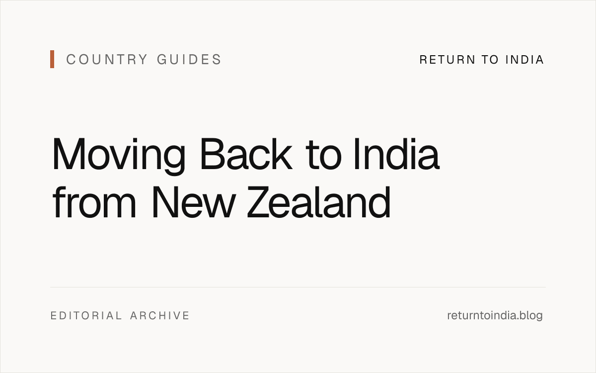 Minimal editorial visual of a New Zealand to India move plan with KiwiSaver, tax, and banking checkpoints.