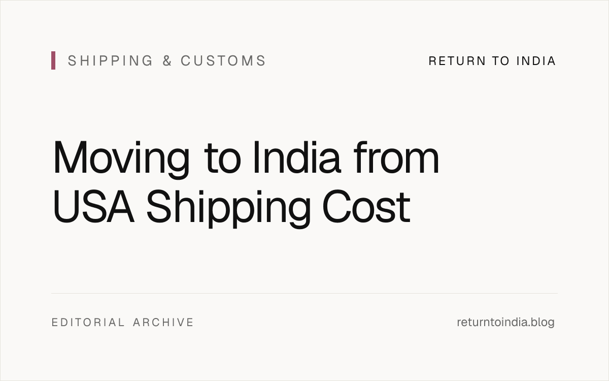 Minimal decision chart comparing sea, air, and hybrid shipping lanes for USA to India relocation.