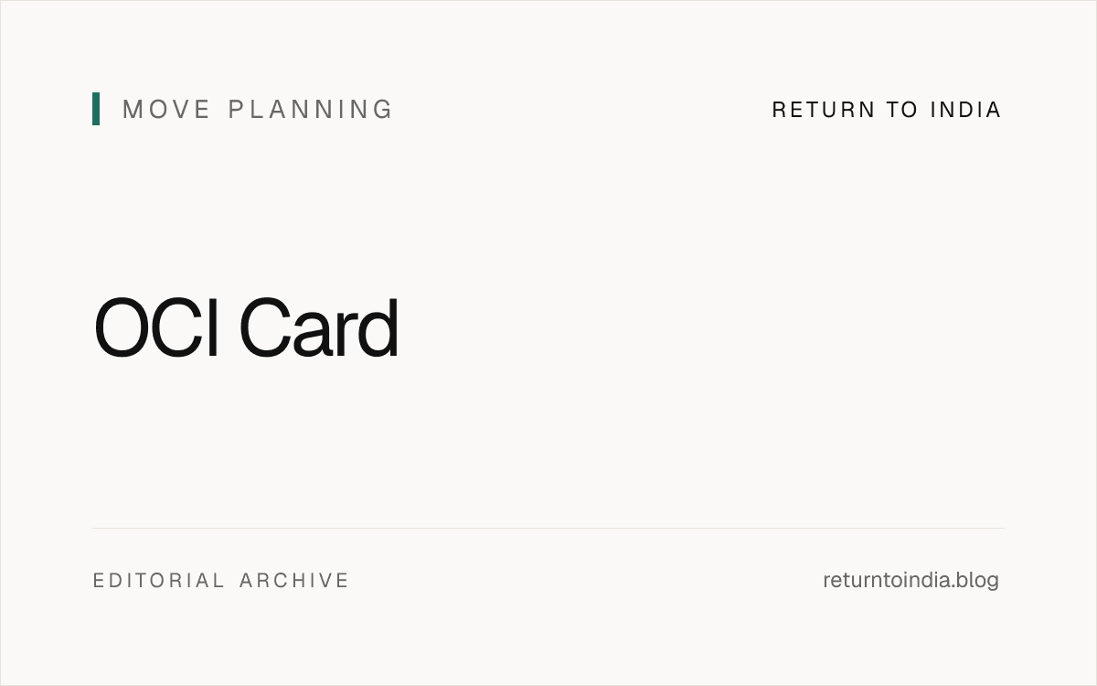 Indian passport and OCI card representing overseas citizenship documentation Inline planning visual.